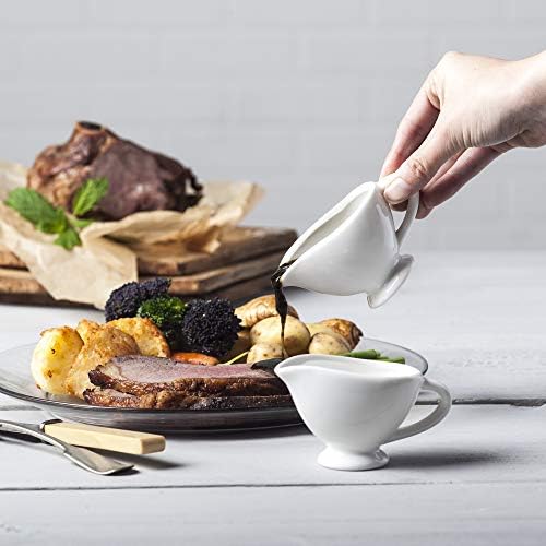 WM Bartleet & Sons 1750 TSET30 Set of 2 Porcelain Traditional Mini Sauce Boat ,White(45mlx2)
