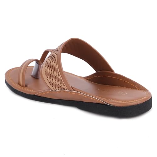 Image of CANVI Stylish Fancy & Comfortable Men's Kolhapuri Chappal Sandal Slipper for Men Stylish Faux Leather Men's Kolhapuri Slippers Thong Sandals for Men Stylish & Comfortable