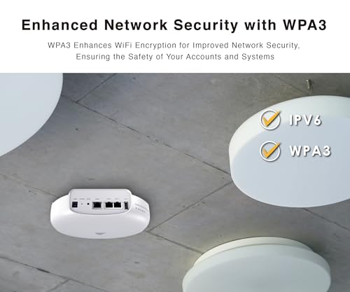 Image of BROWAN WiFi 6 Access Point AX6600 WAP Mesh Tri-Band MU-MIMO 8 Spatial Streams 3500 Square Feet Coverage 300 Devices 2.4 GHz 5GHz PoE Powered Indoor Ceiling Mount for Home Gaming Office Prism MI10