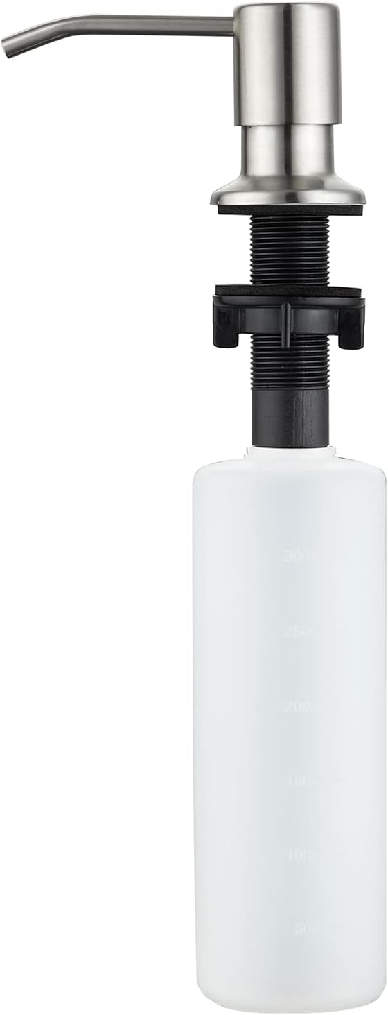 Sink Soap Dispenser Brushed Nickel, Soap Dispenser for Kitchen Sink Stainless Steel Refill from The Top Built in Sink Soap Dispenser with 13 OZ Soap Bottle