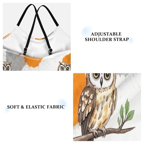 Owl Branch One Piece Girls Swimsuit, Beach Apparel 3-10 Y with Adjustable Shoulder Strap, 3-10 Y3