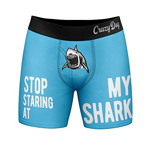 Crazy Dog T-Shirts Mens Stop Staring At My Shark Boxers Funny Sarcastic Sexual Joke Novelty Underwear for Guys