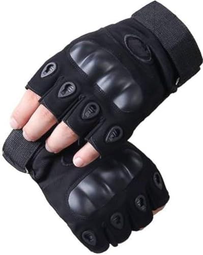 Image of Nylon Tactical Half Finger Gloves for Sports, Gym, Cycling, Travelling, Camping, Outdoor, Motorcycle Riding Gloves, Fingerless Gloves, Half Finger Gloves For Men& Women, Outdoor Gloves (BLACK, M)