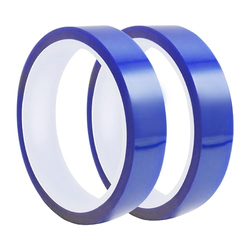 Image of 2 Rolls Heat Tape for Sublimation, Heat Resistant Tape for Heat Transfer Sublimation Press, 20mm x 33m(108ft) No Residue Heat Transfer Tape (Blue)
