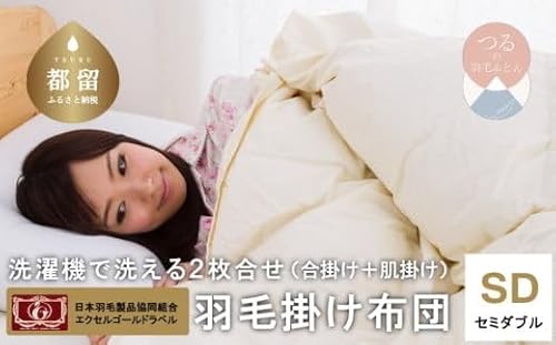[セミダブル]洗濯機で洗える2枚合わせ羽毛ふとん(合い掛け+肌掛け)
