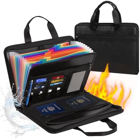 Important Document Folder with Handle, 13 Pockets Accordion File ...