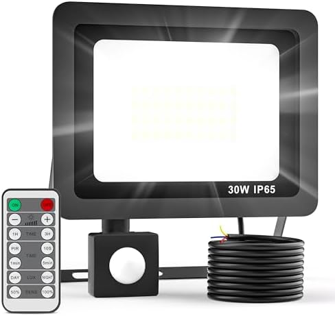 Faretto LED Esterno Con Sensore Movimento - 30W, 3000LM, 6500K, IP65, Per Giardino, Garage E Parete - Foto 2