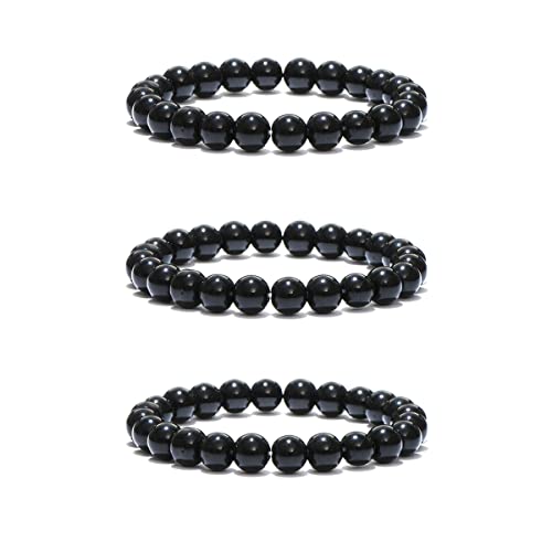 Anti-Swelling Black Obsidian Anklet Adjustable Lymphatic Drainage Obsidian Kitagawa Marin Bracelet Anti-Anxiety Magnetic Chakra Energy Protection Gift For Women Men (Black) #TOP4