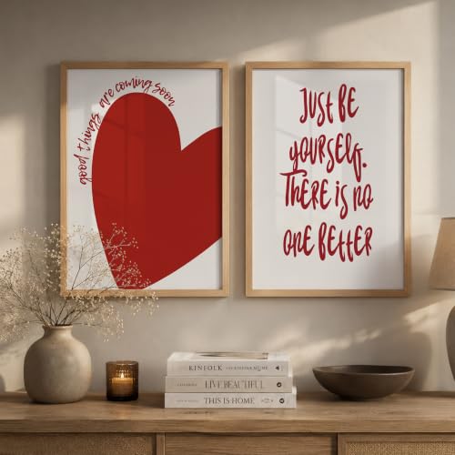 Image of Suneree Motivational Quotes Wall Art Set of 2 Framed Paintings | Inspirational Poster Just Be Yourself Good Things Coming | Bedroom Living Room Home Decor (Art 4, 10x13 Inches)
