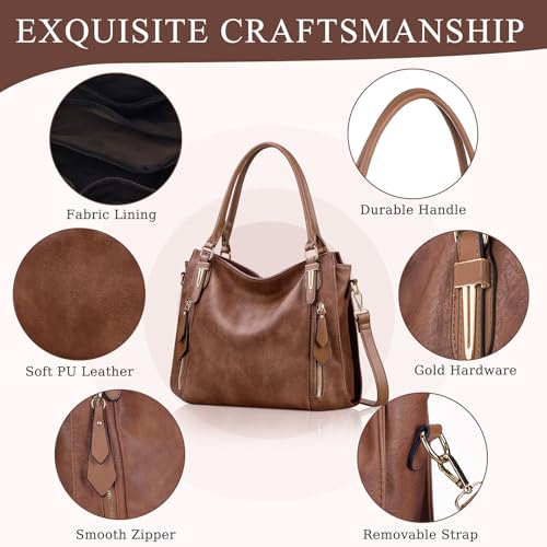 Handbags for Women Faux Leather Top Handle Shoulder Bags with Detachable Strap Medium Size4