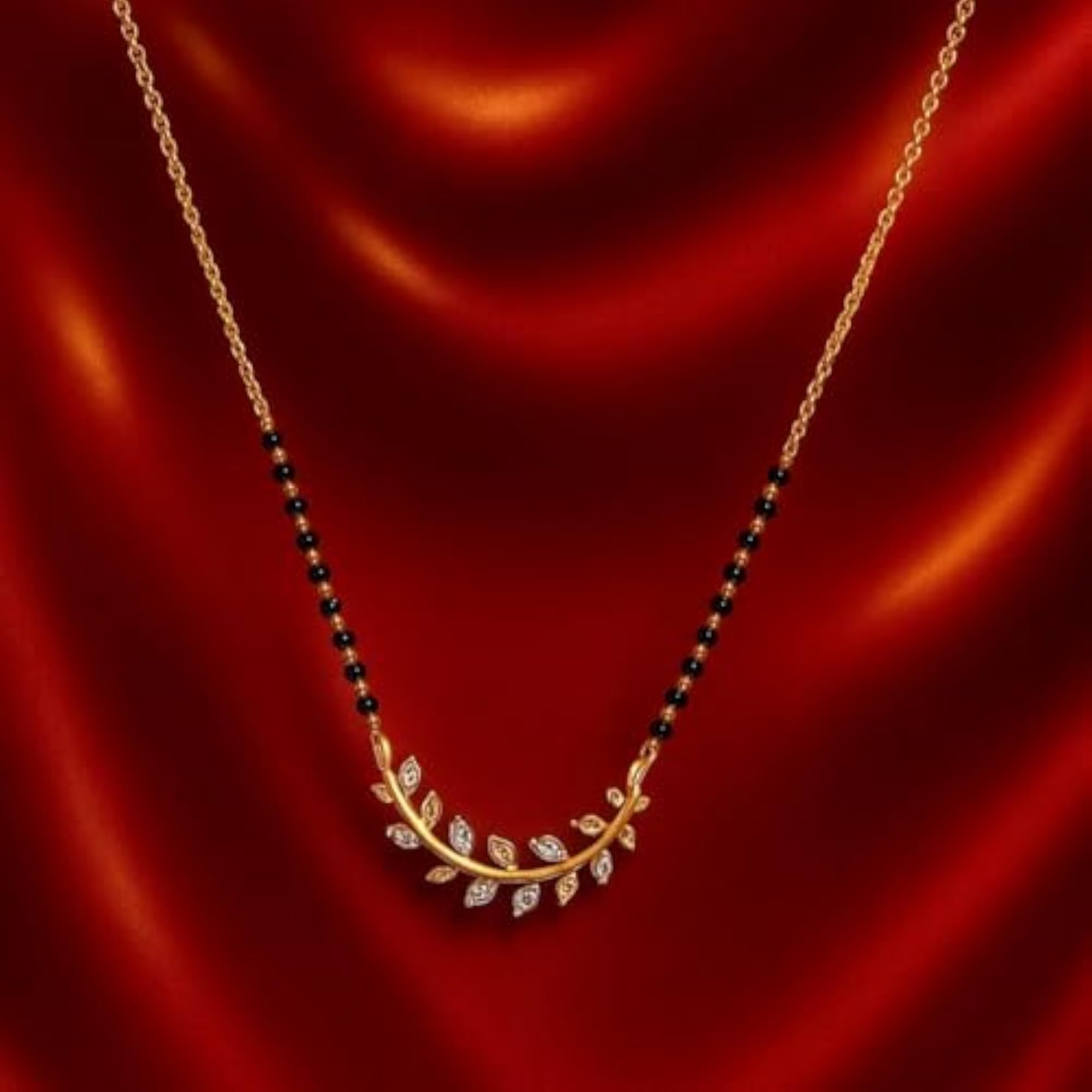 Women's 925 Hallmark Silver Leaf Gold Plated Mangalsutra