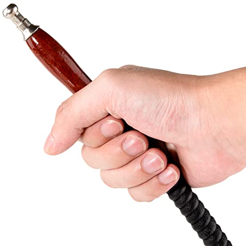 HW Wasserpfeife aus Leder, waschbar, Holzgriff, 150 cm, 1 Stück (schwarz) – Bild 4