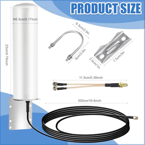 4G 5G Antenna LTE Signal Booster Outdoor 12dBi MIMO Omnidirectional 698-2700MHz Antenna for 4G LTE 5G Router Modem, TS9 SMA CRC9 Adapter, Long Range Signal Reception