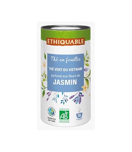 ETHIQUABLE Thé Vert du Vietnam Jasmin Bio 110g (Tube) - Jasmin Vietnam Lào Cai Enfleurage