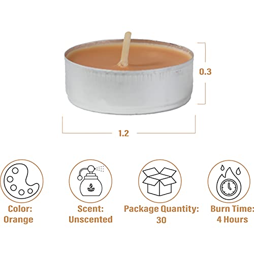 Candlenscent Colored Tea Light Candles | Unscented | Orange | Made In Usa (Pack Of 30) #TOP2