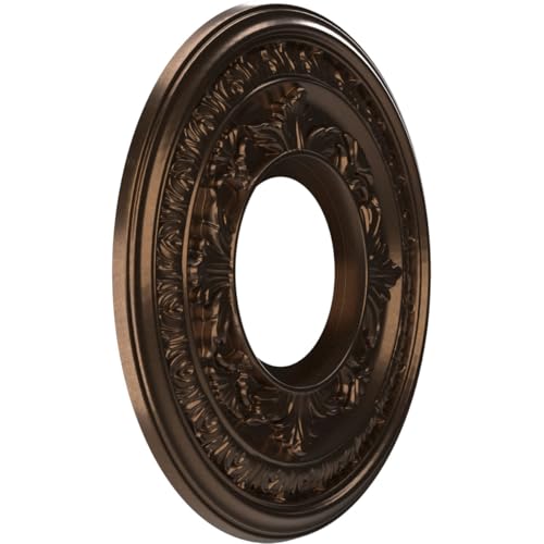Image of Ekena Millwork CMP10BACAB Baltimore Thermoformed PVC Ceiling Medallion (Fits Canopies up to 4 1 /4 inch), 10 inchOD x 3 1 /2 inchID x 3 /4 inchP, Metallic Antique Brass
