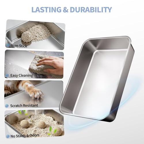 Caja de arena para gatos acero inoxidable x2, cubierta XS miniatura 3