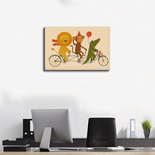 Poster animaux à vélo idée cadeau originale chambre d'ami