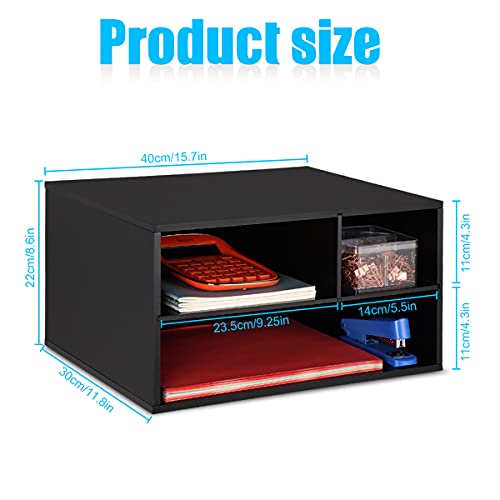 image for EMERIT Printer Stand Shelf with Storage Wood Desk Paper Organzier for 