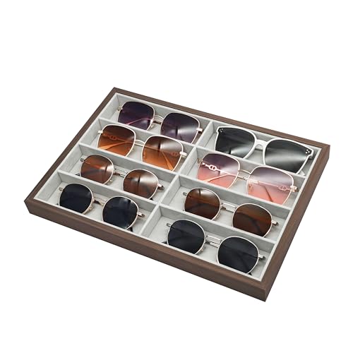 サングラストレイ 8仕切り メガネ・サングラス・アクセサリー収納 ディスプレイトレイ 引き出し収納