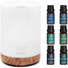 ASAKUKI 300ml Essential Oil Diffuser Set, Aroma Dffuser and Essential Oil Blends