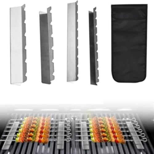 HomeVortex Ensemble de support à brochettes de barbecue en acier inoxydable avec 6 emplacements et 9 emplacements, base de support pour barbecue pour cuisine en plein air, camping, barbecue, comprend