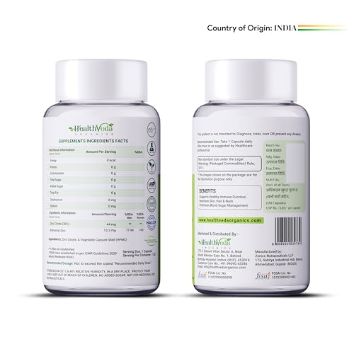 Health Veda Organics Zinc Citrate, 120 Veg Capsules — Zinc Supplements - image 9