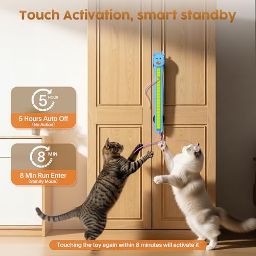 Interactive Cat Toy for Indoor Cats: Door-Mounted Automatic Moving Enrichment Cat Toy with Adjustable Motion Modes, Rechargeable Electric for Kittens & Bored Adult Cats, Hands-Free Pet Play Accessory - Thumbnail 2