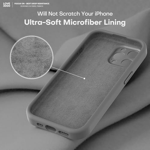 Image of LOVE 3000 Designed for iPhone 15 Pro Case, Premium Silicone with [Soft Anti-Scratch Microfiber Lining] Shockproof Protective Phone Case for Men Women Girls 6.1 inch, Dark Grey