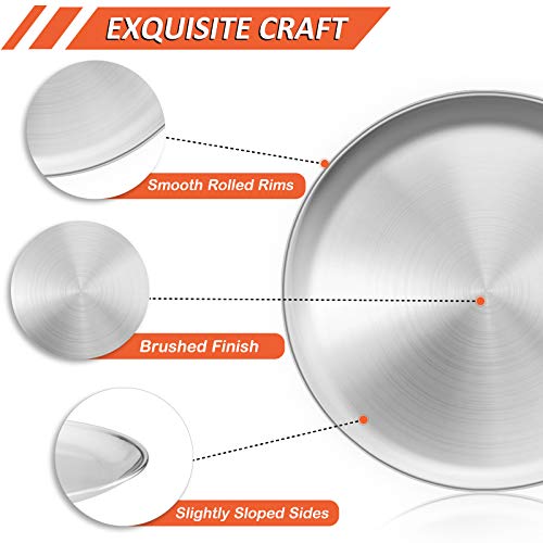 E-Far 13.5 Inch Pizza Pan Set Of 2, Stainless Steel Pizza Pie Pan Tray Platter, Healthy Metal Round Baking Sheet Cooking Pan For Oven, Dishwasher Safe #TOP3