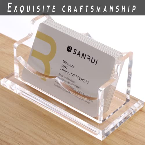 SANRUI Clear Horizontal Business Card Holder Stand for Desk, Acrylic Desktop Display Name Cards Holders Organizer Storage Rack,for Exhibition, Home , Office ,1 Tier 1 Pocket , 60 Card Capacity - Thumbnail 6