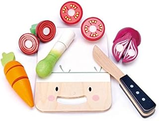 Tender Leaf Toys - Mini Chef Chopping Board - Pretend Food Play Cutting Toys with Various Vegetables, Cutting Board and Knife - Encourage Role Play and Develops Social Skills for Children 3+