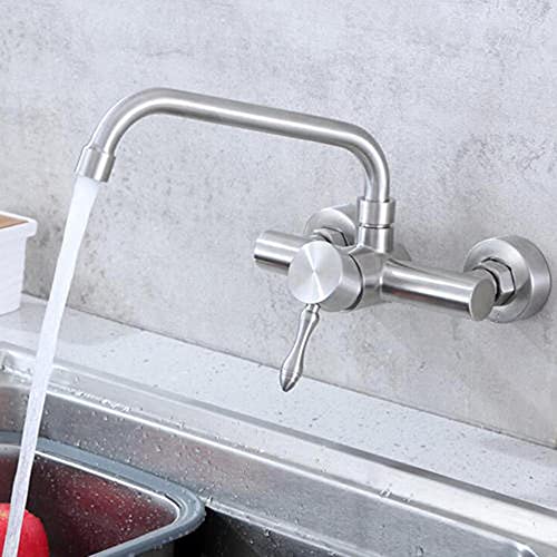 Robinet de cuisine mural en acier inoxydable finition brossée durable
