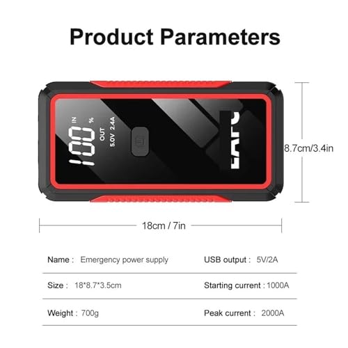 Démarreur de voiture portable 2000A batterie d'alimentation mobile
