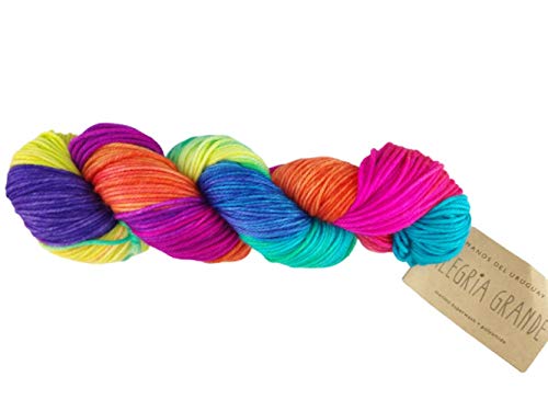 Manos Del Uruguay Alegria Grande AG9275 Locura Flou, 100 gram, Hand Dyed Knitting Yarn