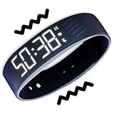Vibrating Wrist Alarm Clock, Digital Smart Clock Wristband, Tiempo y Vibración, Impermeable Silent LED Display Vibrating Alarm Watch for Heavy Sleepers, Adults, Office, Bedroom, negro, Se référer au
