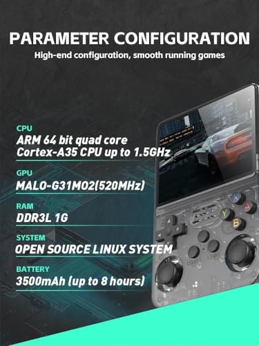 Video Game Mini Game Portátil Console de bolso para jogos RG36S, Cartão TF de 64 GB integrado, tela