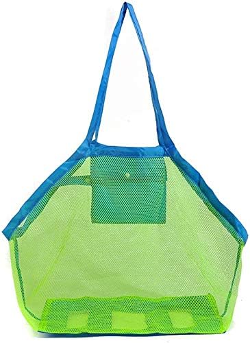 Large Portable Beach Mesh Toys Tote Bag Sturdy Blue Sand Backpack Can Put Childrens' Toys,Clothes,Towels,Groceries.Suitable for Beach,Pool,Boat
