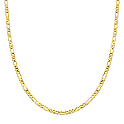 10K Yellow Gold 3mm Solid Figaro Chain Necklace (18 inches)