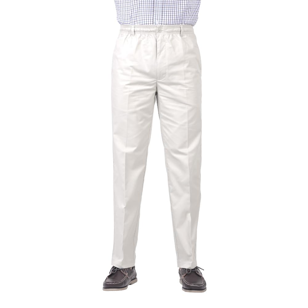 James Holton Mens Fully Elasticated Pull On Chinos Trousers, Perfect for Outdoor Walking, Sports, Work or Travel 44W / 31L Stone