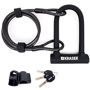KRASER KR65145B Bügelschloss mit Stahlkabel