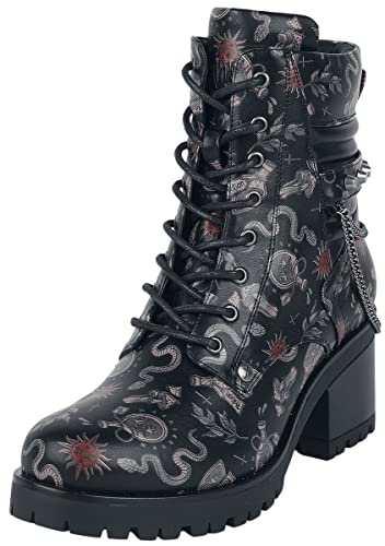 Gothicana by EMP Schnürboots mit Allover Print Femme Bottes Noir EU38 Textile, Autre matière Cover