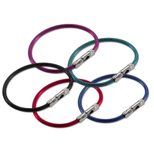 Lucky Line 5" Flex-O-Loc Cable Key Ring, Galvanized Steel, Corrosion-Resistant,