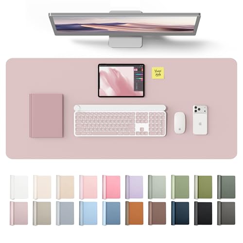 Image of YSAGi Leather Desk Protector, Office Mat, Large Mouse Mat, Non-Slip PU Leather Blotter, Laptop Desk Mat, Waterproof Writing Pad for Office and Home(Grayish Lavender, 42 inch x 17.2 inch)