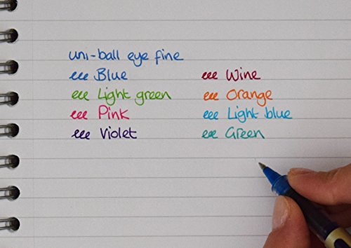 Image of UB-157 Eye Fine Ballpoint Pen - Uni Super Ink in Assorted Colours - 0.7mm Tip (Pack of 8)