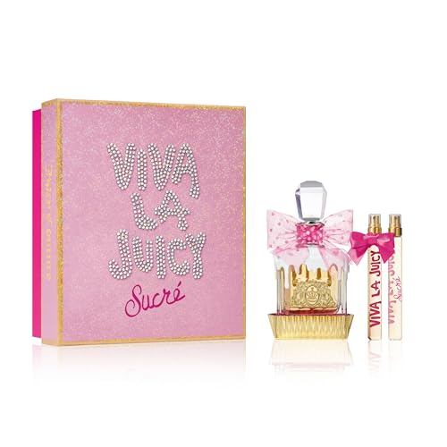 Image of Juicy Couture VIVA LA JUICY SUCRE Eau de Parfum 100ml, 3-piece Fragrance Gift Set, floral gourmand perfume, luxury fragrance gifting for Women