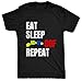 Produktbild HippoGem eat Sleep oof Repeat Unisex-Children T Shirt - Black - M (9-10 Years)