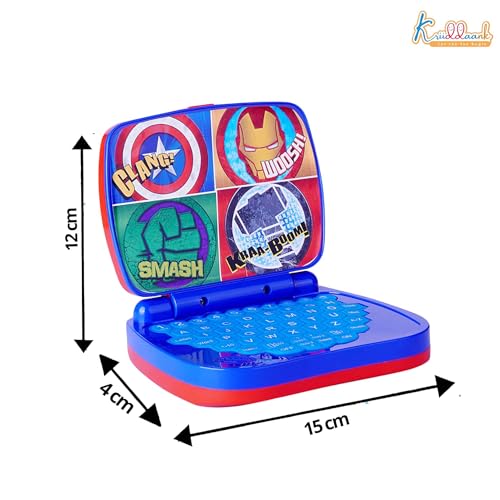 Image of Avengers Theme Educational Laptop Without Screen for Kids | Interactive Music, Alphabet & Number Learning Toy for 3+ Year Olds | Screen-Free, Safe & Durable Early Learning Toy (Red)
