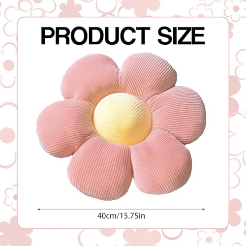 YUZHEDM Blumenkissen, Deko Kissen, Aesthetic Room Decor, Flower Pillow, Tatami bequemen Sitzkissen für Kinderzimmer Hause Stuhl Boden Bett Sofa Dekoration (40 x 40cm, Rosa Gelb)