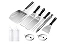 Griddle Accessories Kit for Blackstone, Camp Chef, Weber and Other Flat Top Grill, 10 Pieces BBQ Accessories, Includes Spatula Set, Wide Scooper, Squeeze Bottle & Egg Ring